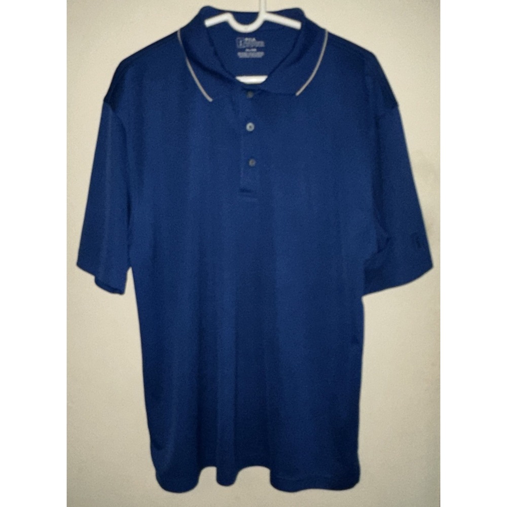 Men's PGA Tour Golf Polo Shirt Blue XL Short Sleeve